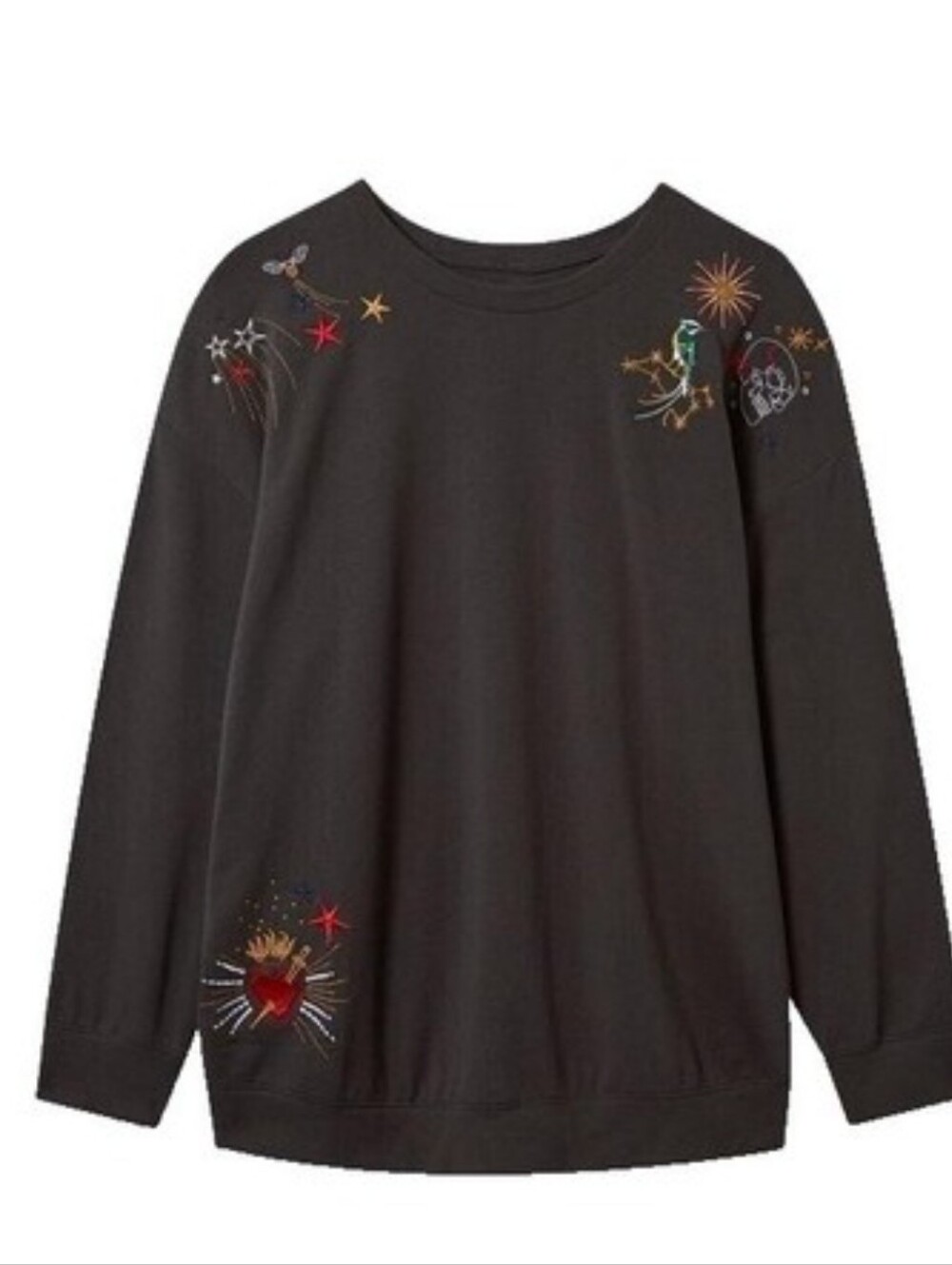 Torrid Super Soft Grey Crew Sweatshirt With Embroidered Embellishments NWT Sz 3X